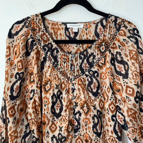 beachlunchlounge Penelope Button Front Blouse Long Sleeve Flowy Boho Womens XS - Picture 8 of 13